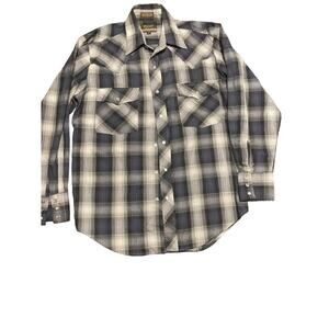 Outlaw Western Wear Shirt Pearl Snap Gray Plaid